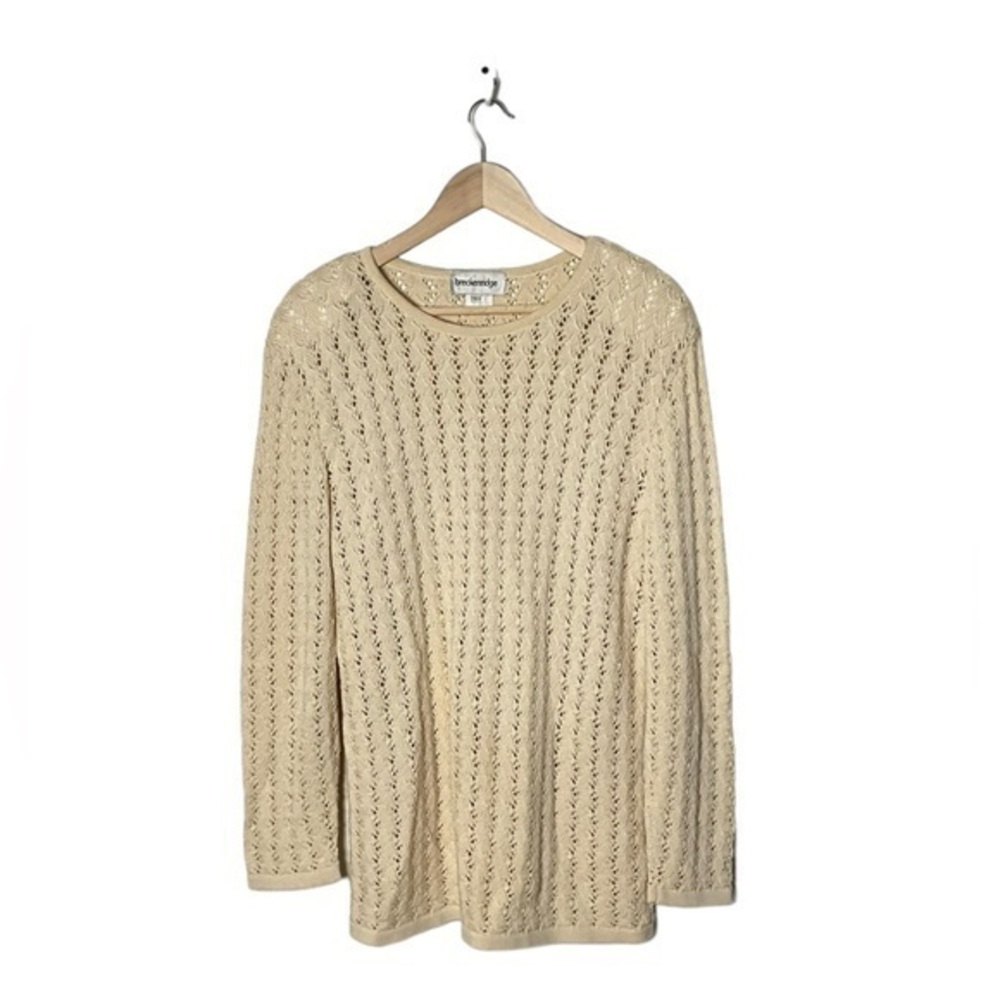 Breckenridge vintage cream sweater large cotton‎ blend coquette pointelle knit L